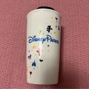 Retired Disney Parks Starbucks 2015 Ceramic Tumbler Traveler Coffee Cup 12 oz.